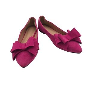 Sailing Lu Women 39/8 Flats Pink Bow Pointed Toe Slip On Shoes Balletcore Casual